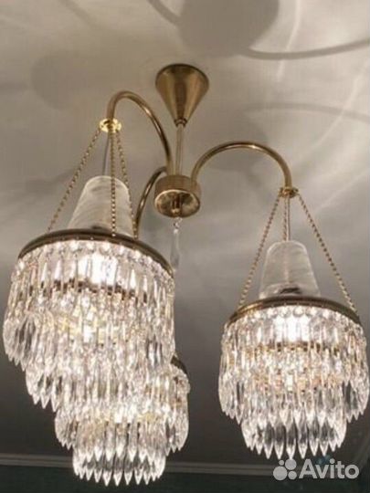 Люстра хрустальная Винтаж Чехословакия