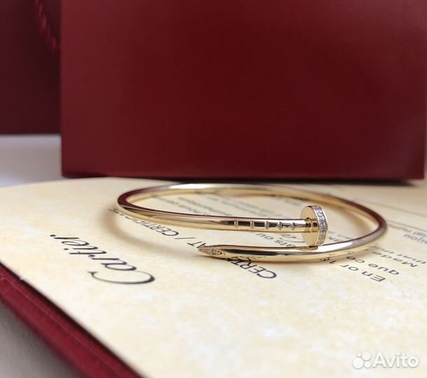 Золотой браслет cartier гвоздь с брилл. 585п