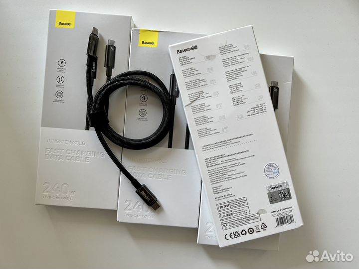 Кабель Baseus, USB Type-C, 240 Вт
