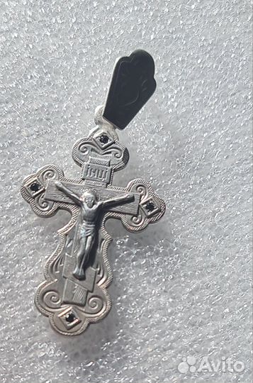 Крест с фианитами, серебро