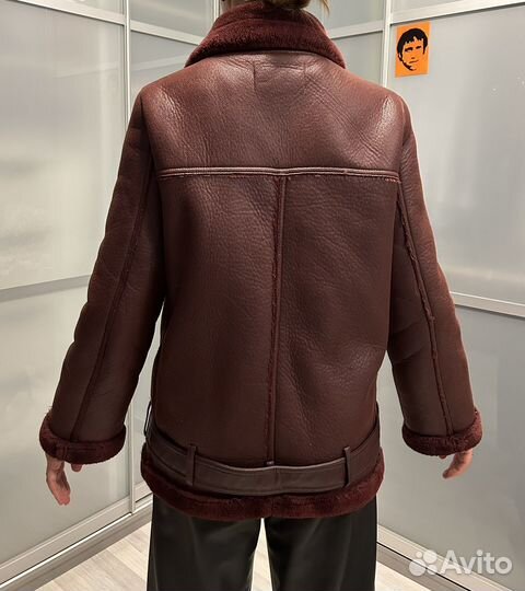 Дублёнка Zara женская бордовая