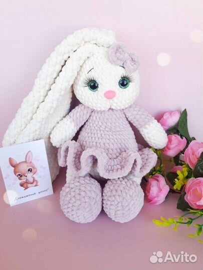 Зайчик вязаный /игрушка с метрикой