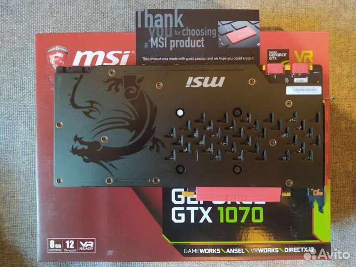 GTX 1070 8gb MSI в идеале, полный комплект