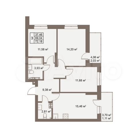 3-к. квартира, 78,2 м², 16/16 эт.