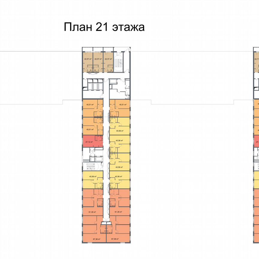 3-к. апартаменты, 61,4 м², 21/24 эт.