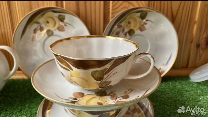 Сервиз чайный фарфоровый Дулево Жёлтая роза