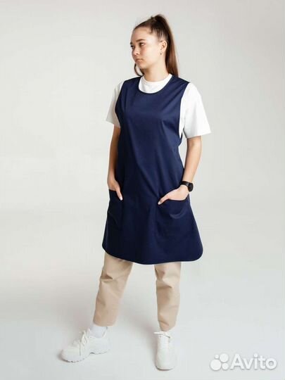 Фартук двойной темно-синий