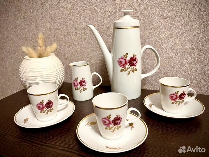 Немецкий кофейный сервиз «Роза»