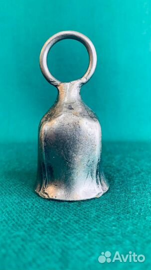 Старинный латунный с посеребрением колокольчик