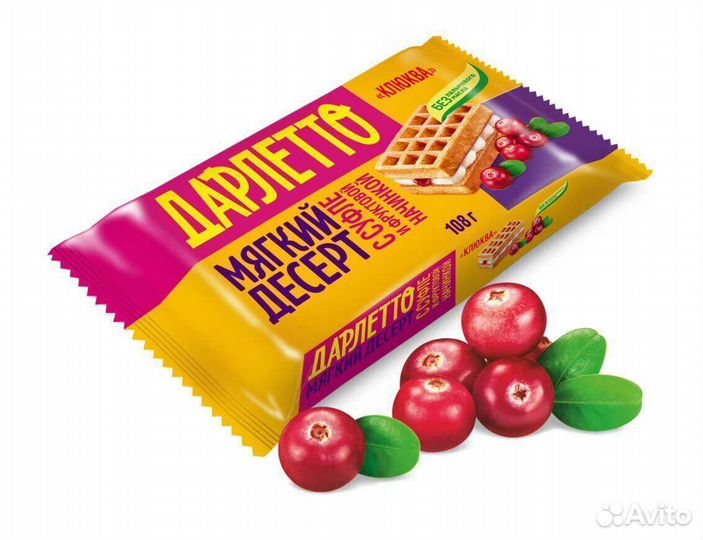 Мягкий вафли Дарлетто с суфле и Клюквой 108г (опт)