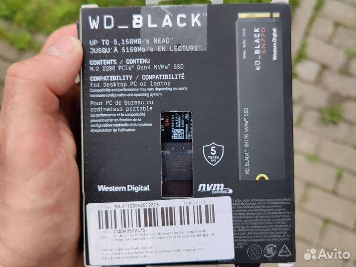 SSD WD Black sn770 1tb. новый запечатанный