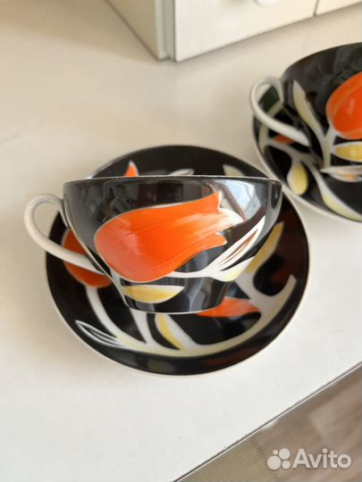 Чайная пара «Тюльпаны» Дулево, фарфор