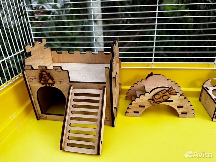 Клетка для хомяка грызунов с колесом и домиком