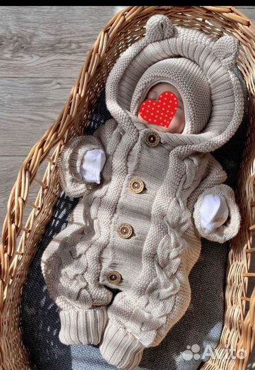 Продам Вязаный комплект комбинезон с конвертом