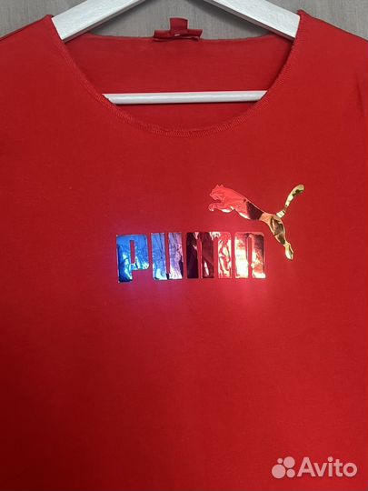 Футболка puma хлопок m красная