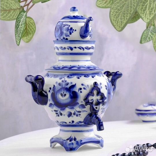 Сувенир 'Самовар', 23 см, гжель