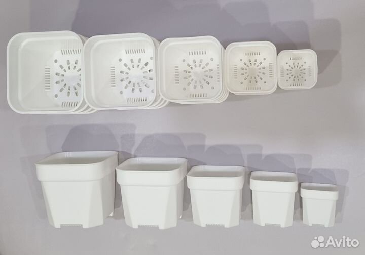 Белые квадратные горшки для кактусов, суккулентов