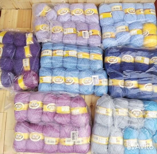 Пряжа хлопок, мохер, полушерсть, акрил