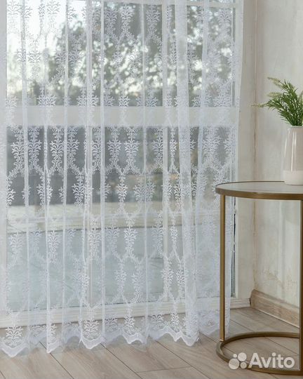 Тюль лилиан белый готовый на окна пошив