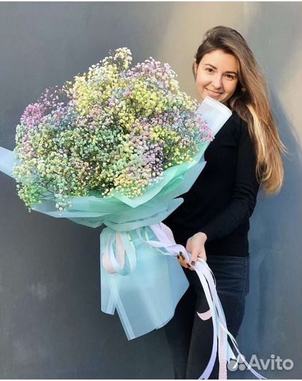 Букеты из цветной гипсофилы