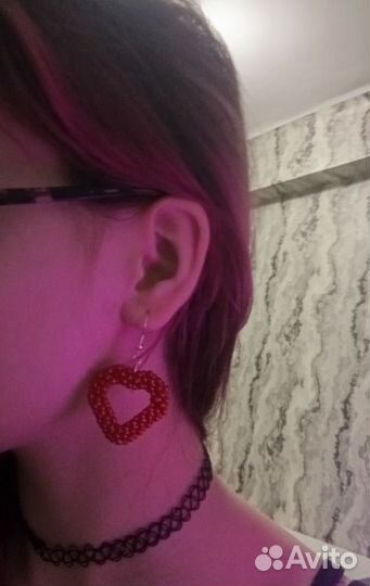 Серьги из бисера сердечки