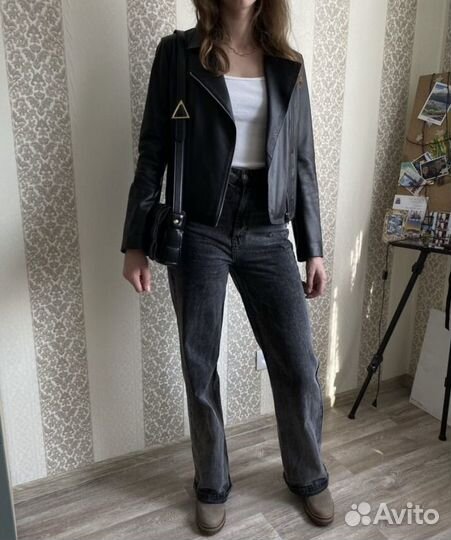 Кожаная куртка косуха Massimo Dutti