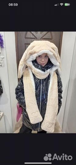 Шапка-шарф зайка