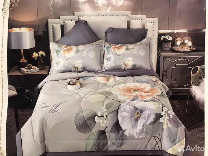 Постельное белье евро с одеялом