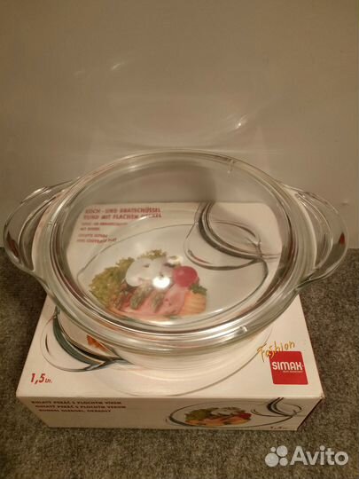 Новая жаропрочная стеклянная кастрюля 1,5л
