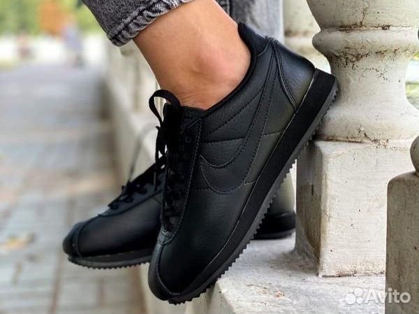 Кроссовки Nike Cortez All Black Ghost Leather