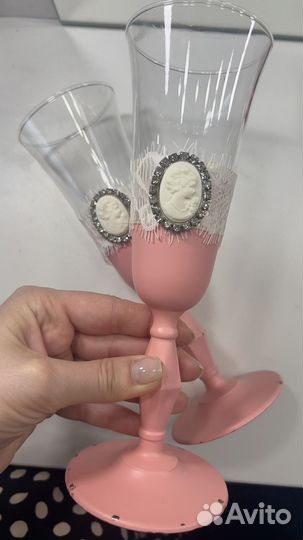 Свадебные бокалы ручной работы