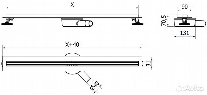 Линейный трап Mexen slim 60см черный