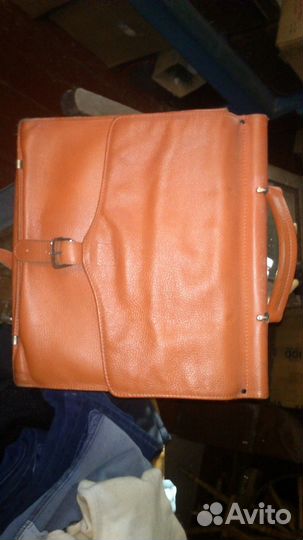 Кожаный портфель-саквояж