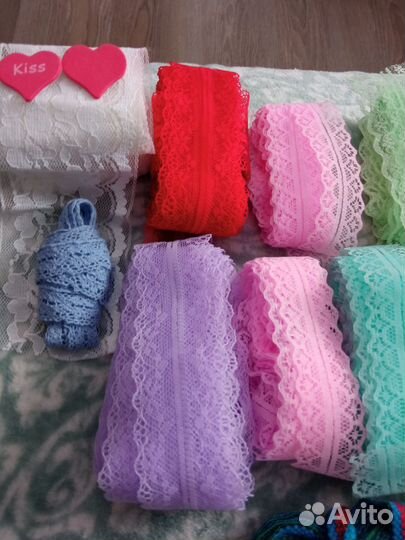 Лента флористическая, атласная, кружево, фетр