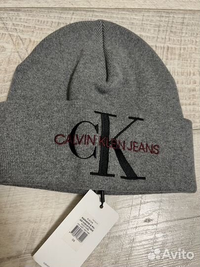 Calvin Klein шапка 100 хлопок двойной очень теплая