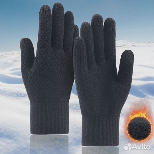 Зимние перчатки унисекс черные акрил