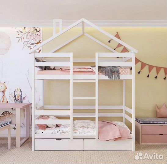 Двухъярусная кровать домик