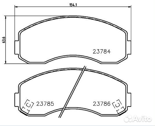 Колодки тормозные передние Nisshinbo. Kia Bongo