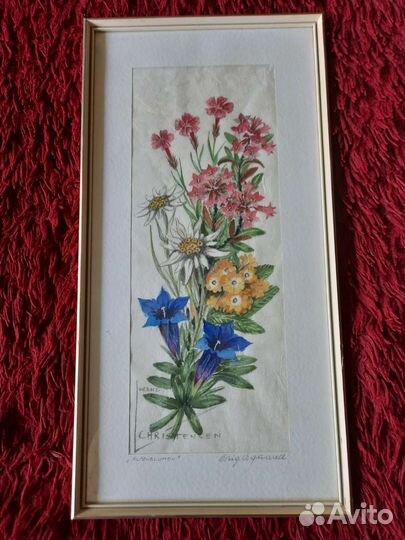 Пара немецких авторских картин с цветами