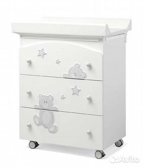 Пеленальный комод с ванночкой Erbesi Cucu белый