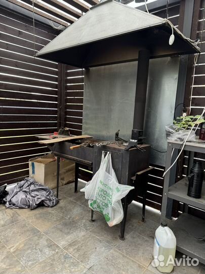 Мангал с печью под казан