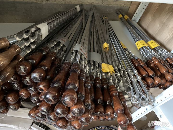 Шампуры 45-60 см деревянная ручка