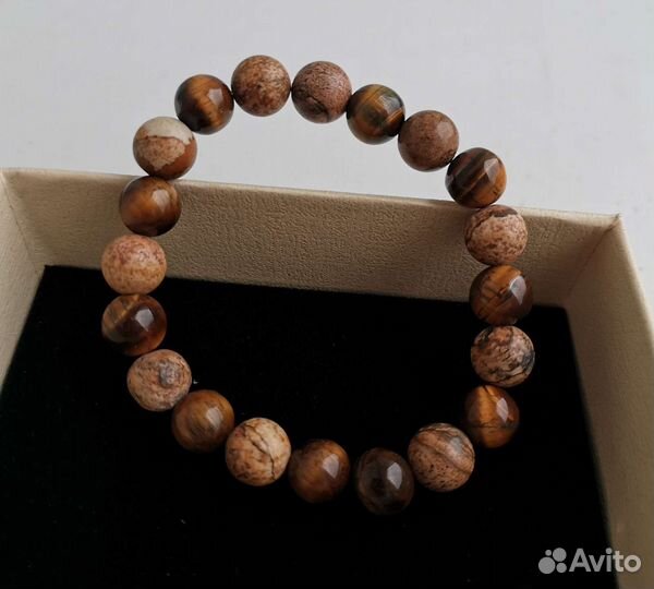 Браслет из натуральных камней яшма тигровый глаз