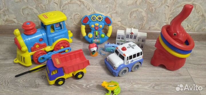 Паровоз, машинки, руль детские