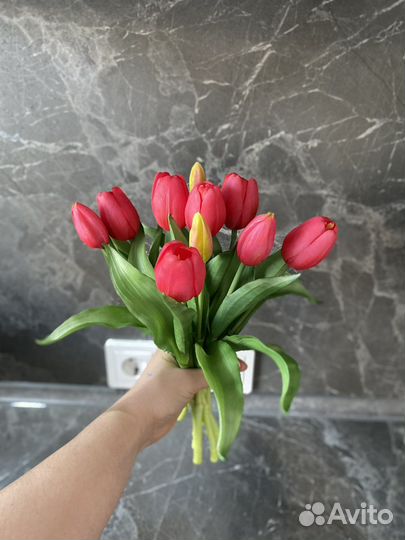 Тюльпаны из силикона (в остатке только малиновые)