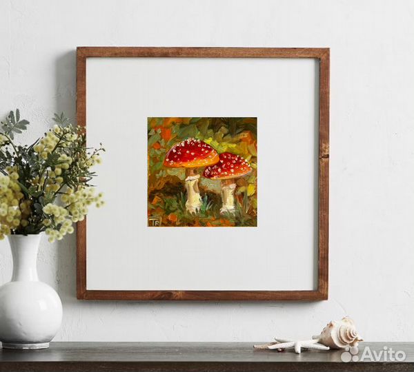 Картина маслом мухоморы