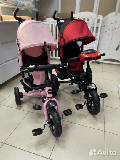 Детский трехколесный велосипед с ручкой