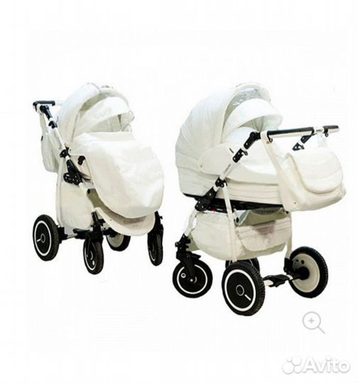 Коляска 2 в 1 adamex enduro белая экокожа