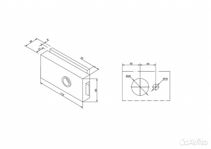 Замок под ключевую вставку для стеклянной двери