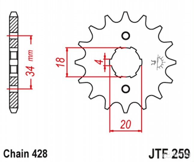 Звезда передняя JT Derbi 125 Baja, 125 Cross City